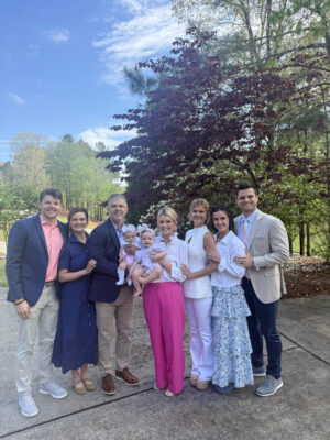 Jamie and Zane Tarence with their daughters, their husbands, and their grandbabies