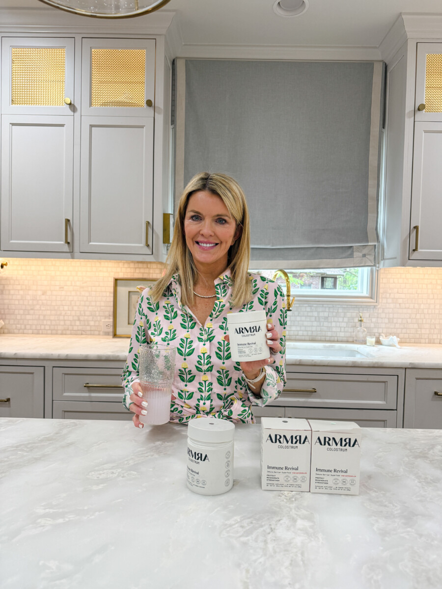 Jamie Tarence of Family Savvy with ARMRA Colostrum as part of her morning wellness routine