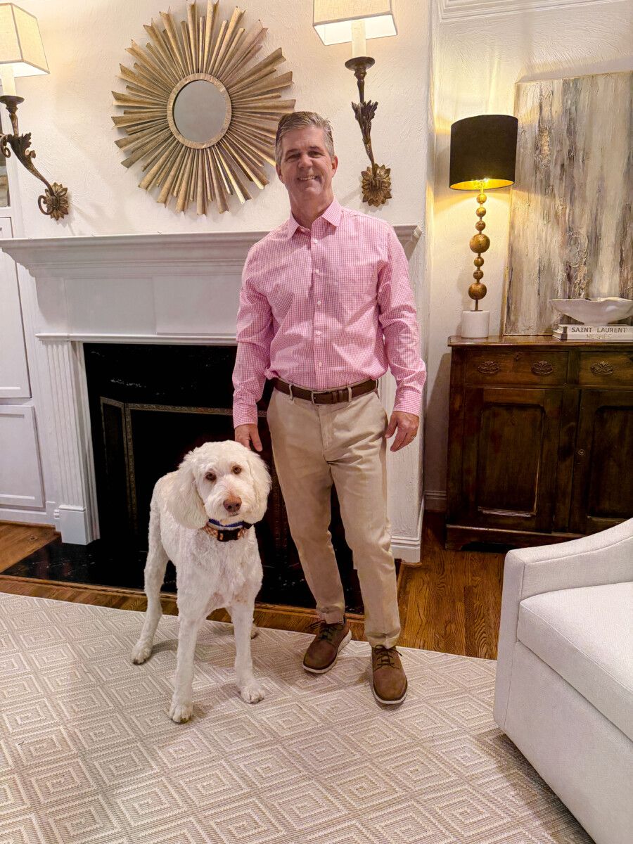 Zane Tarence of Family Savvy wearing a pink UNTUCKit shirt as part of the 2025 Father's Day Gift Guide