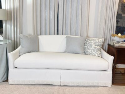 Jamie's custom sofa from Birmingham Wholesale Furniture in her living room